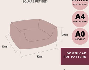 Square Pet Bed Sewing Pattern | DIY Dog & Cat Bed Template (PDF)