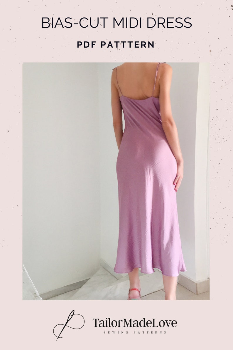 Biascut Slip Dress PDF Sewing Pattern Cowl Neck Cami Dress Etsy