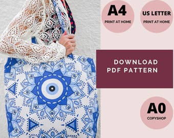 Padrão de costura para bolsa de compras XXL - Download instantâneo do padrão em PDF