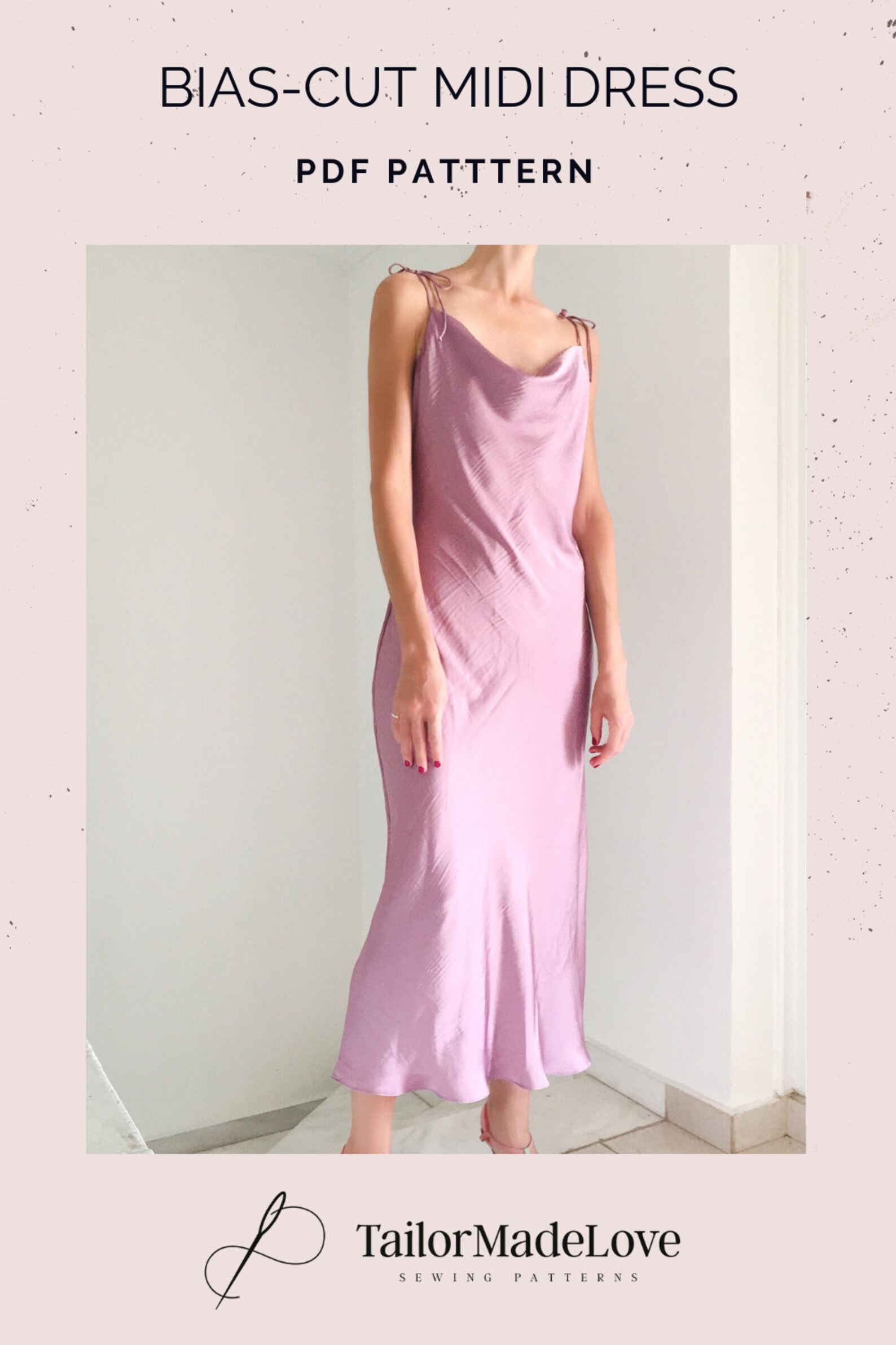 Biascut slip dress PDF Sewing Pattern Cowl Neck Cami Dress Etsy