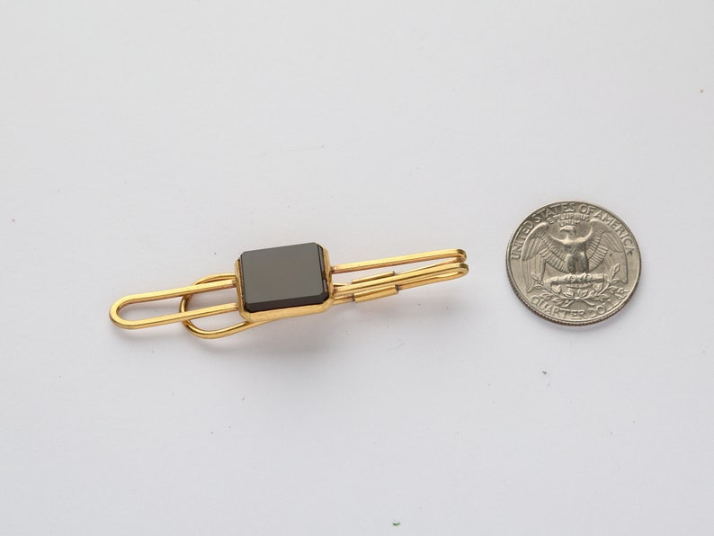 tie clip with natural agate from 1960s Vintage Soviet Tie Clip brass gold-plated tie clip