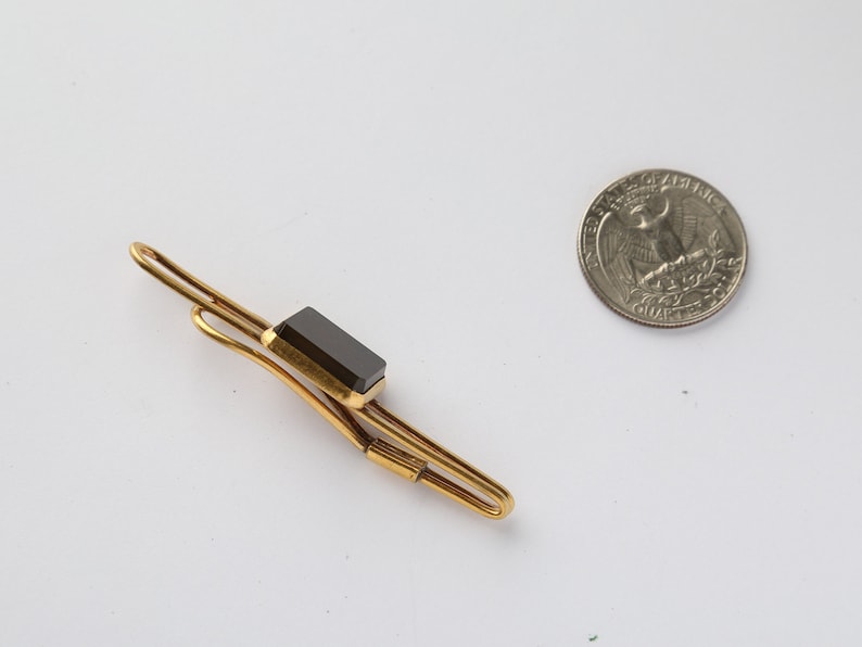 tie clip with natural agate from 1960s Vintage Soviet Tie Clip brass gold-plated tie clip