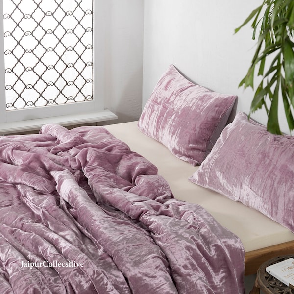 3 Pieces Set Luxury Crushed Lilac Velvet Duvet Cover Boho Bedding UO Comforter Cover Donna Cover Quilt Cover Duvet Velvet Bedding King Size