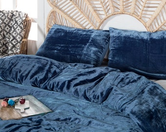 Blue Velvet Bedding Etsy