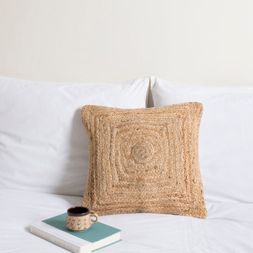 Jute Pillow Cover Boho Lumbar Pillow Cover Decorative Throw Etsy