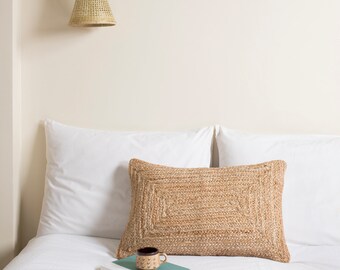 Jute Pillow Cover Boho Lumbar Pillow Cover Decorative Throw