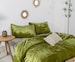 3 Pieces Set Luxury Crushed Green Velvet Duvet Cover Boho Bedding UO Comforter Cover Donna Cover Quilt Cover Duvet Velvet Bedding King Size 