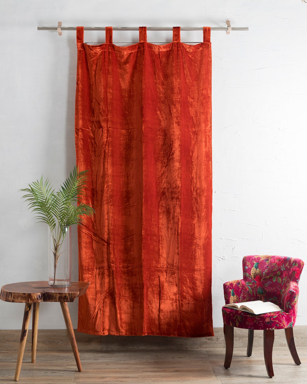 Luxe Velvet Curtain Rust Velvet Curtain Bohemian Window Etsy