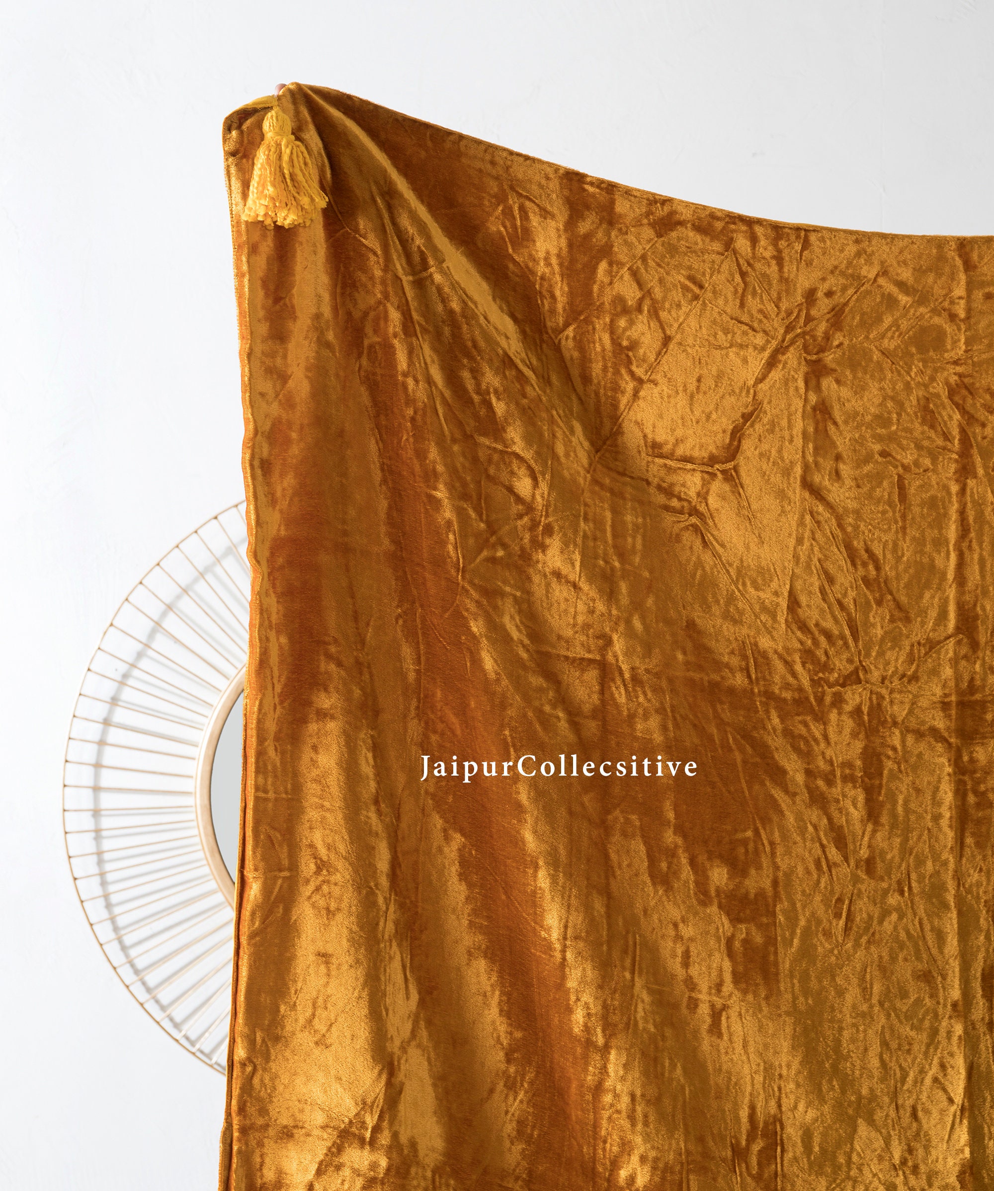 Luxury Crushed Gold Velvet Throw Blanket With Tassels Soft - Etsy