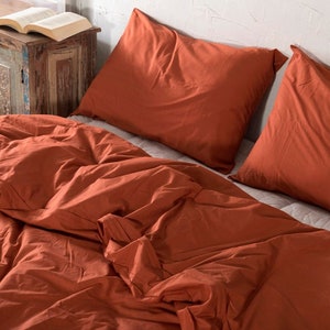 3 Pieces Boho Bedding Washed 100% Cotton Duvet Cover Exclusive Duvet Cover Uo Bedding Queen Duvet Cover Rust Brown Duvet Set