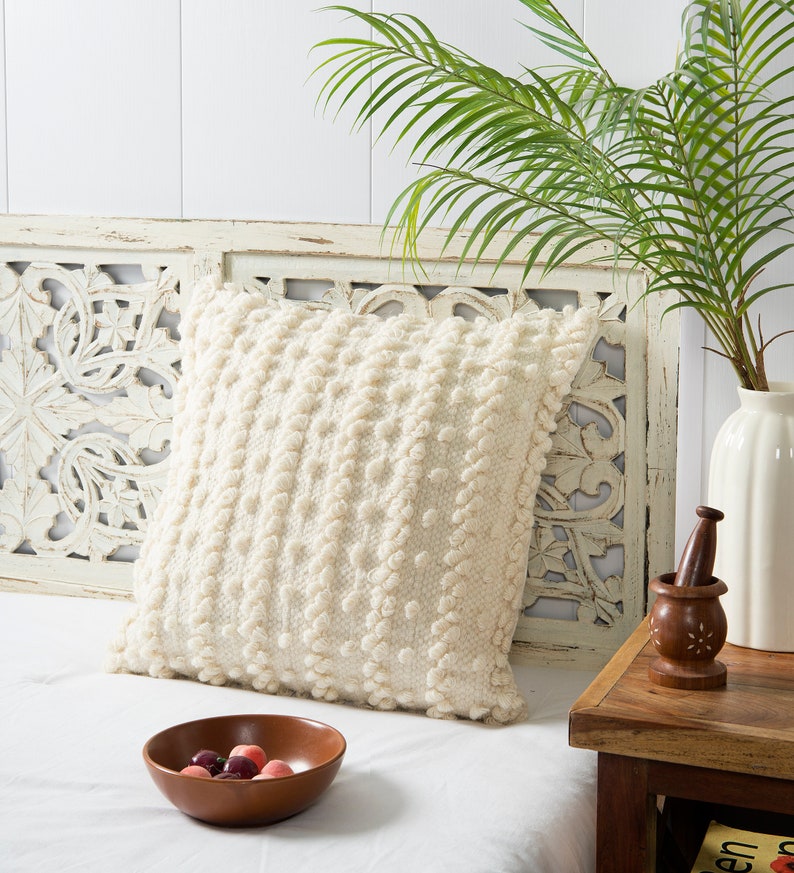 White Boho Pillow Bohemian Pillow Handwoven Boho Pillow Etsy