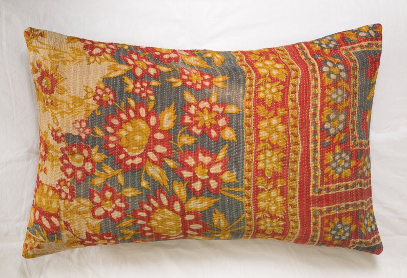 Set of 5 Pillow Vintage Kantha Pillow Covers Indian Bohemian Etsy