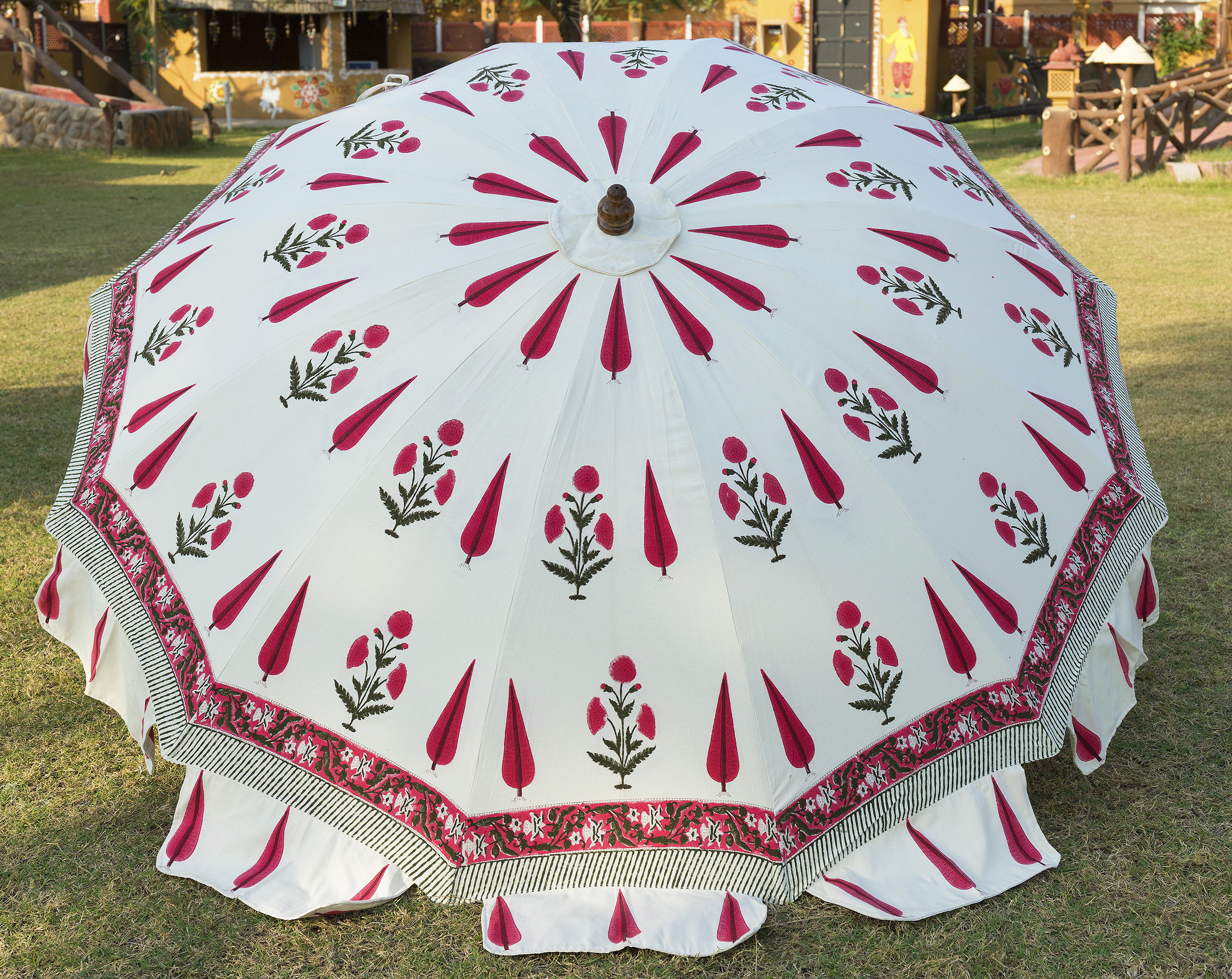 Garden Umbrella Indian Floral Patio Parasol Large Sun Etsy
