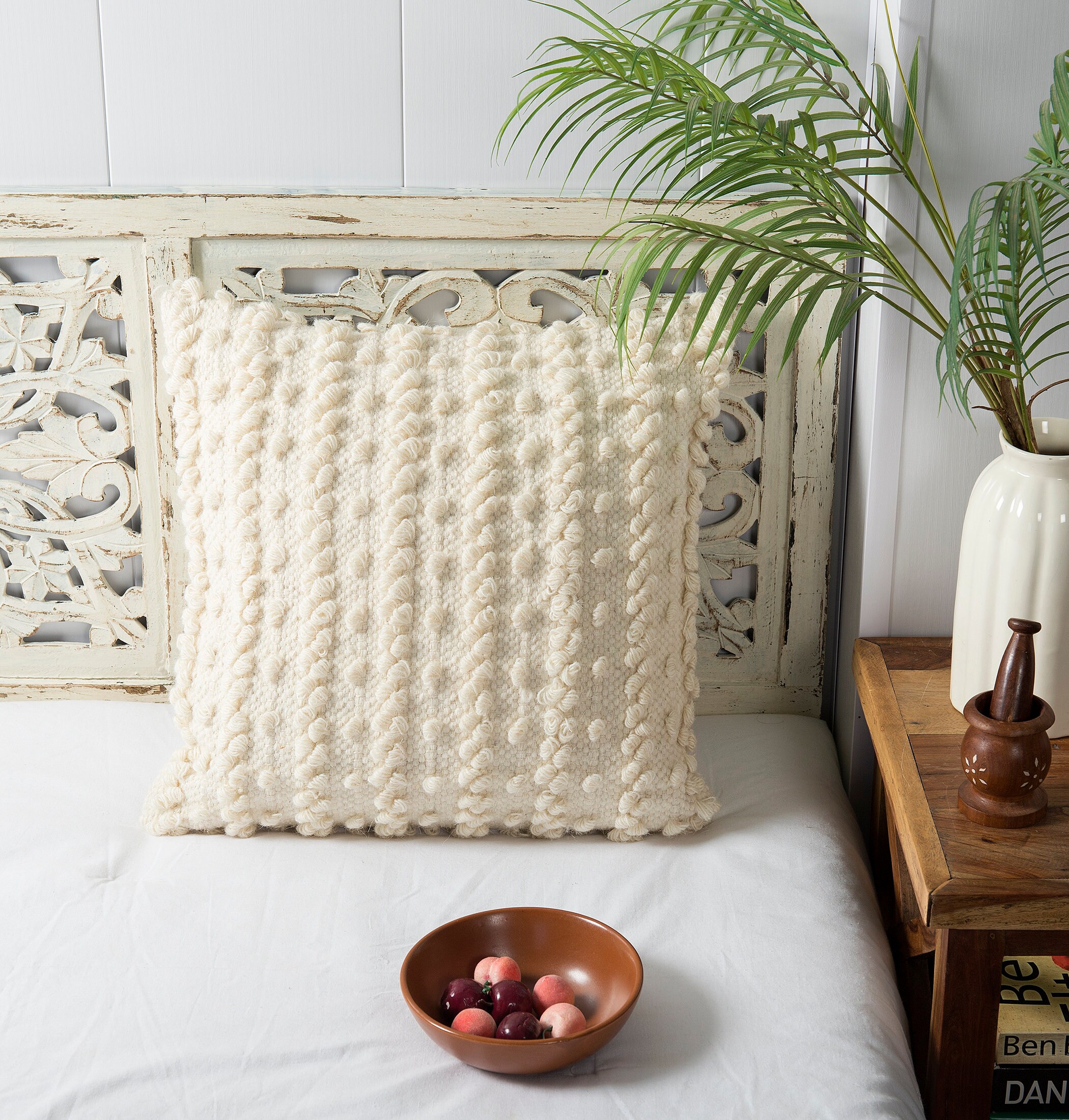 Almohada Boho blanca almohada Boho funda de almohada Boho | Etsy