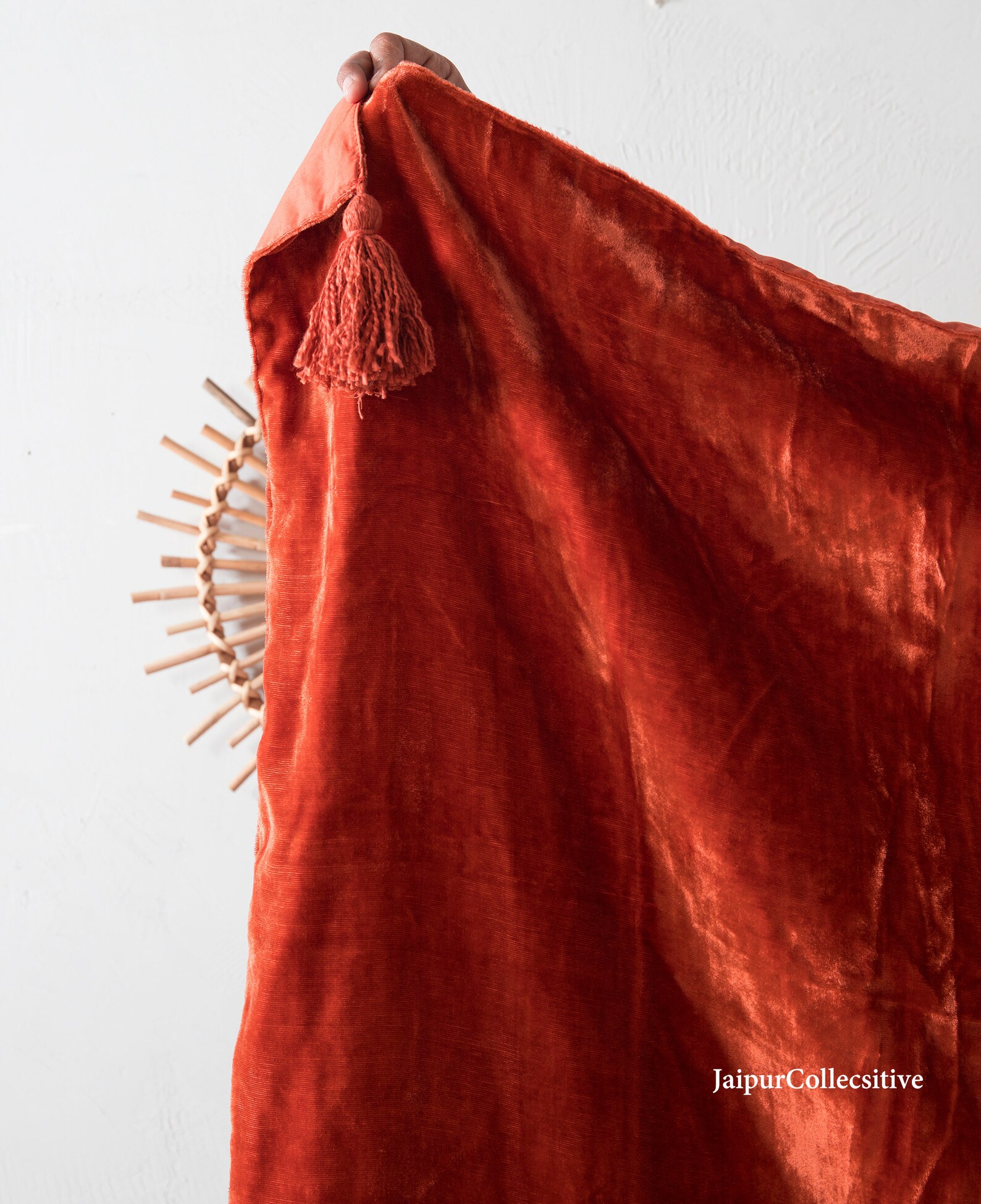 Luxury Crushed Rust Burgundy Velvet Throw Blanket With Tassels Etsy