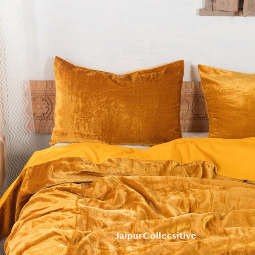3/5 Pieces Set of Luxury Rust Velvet Duvet Cover Boho Bedding Etsy