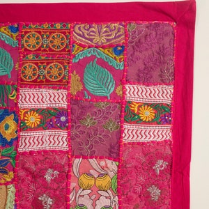 Pink Patchwork Wall Hanging Indian Vintage Sari Bohemian Wall Tapestry ...