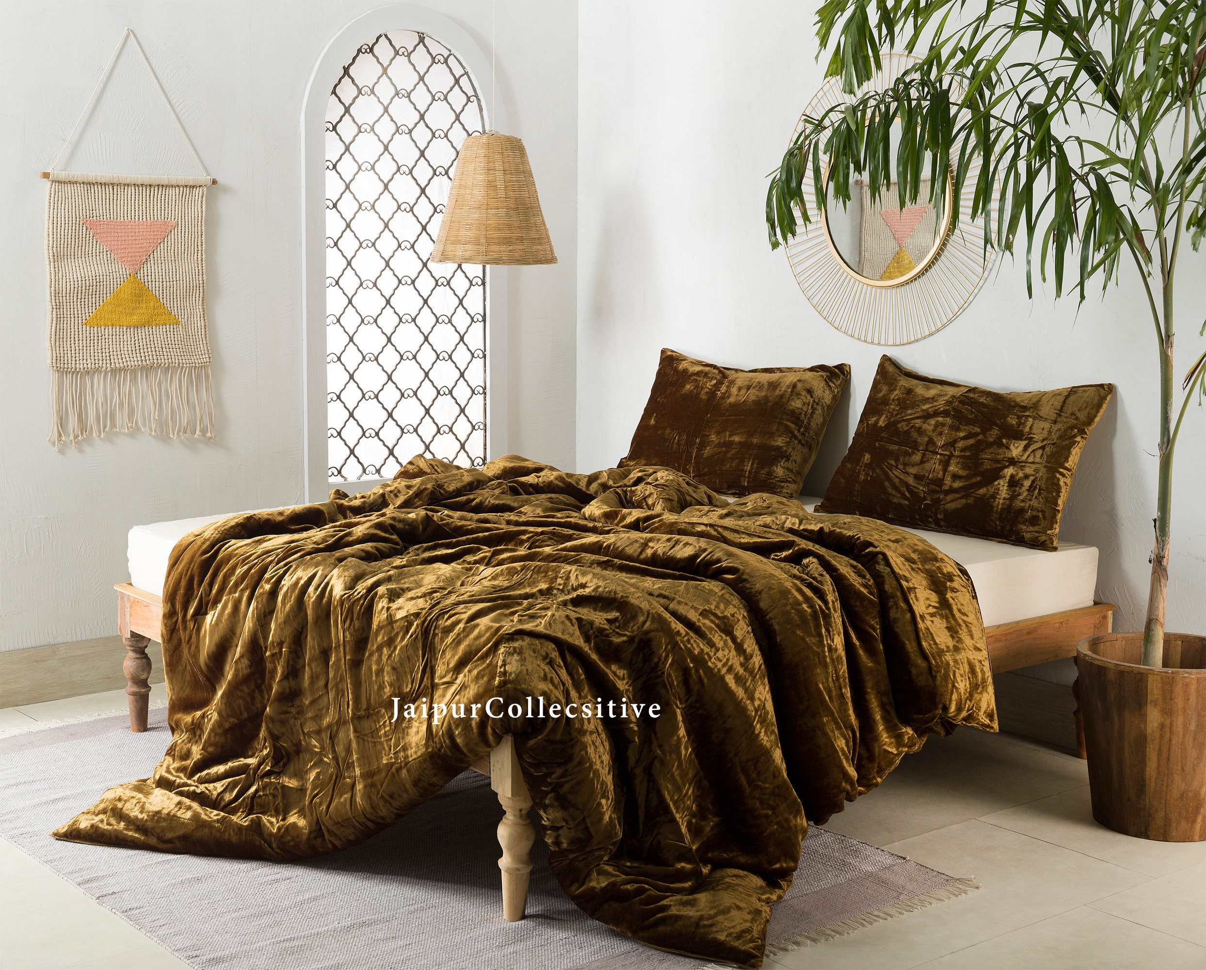 3 Pieces Set Luxury Crushed Velvet Duvet Cover Boho Bedding UO