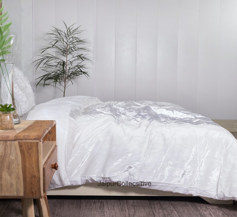 White Velvet Duvet Cover Comforter Cover Queenuo Bedding Etsy