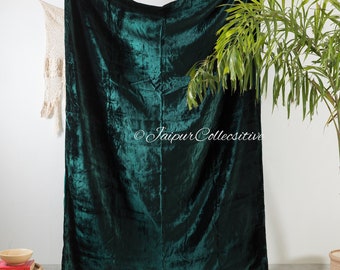 Luxury Crushed Emerald Green Velvet Throw Blanket with Tassels Soft Velvet Boho Sofa Throw for Living Room 120X180 Cms UO Christmas Gift
