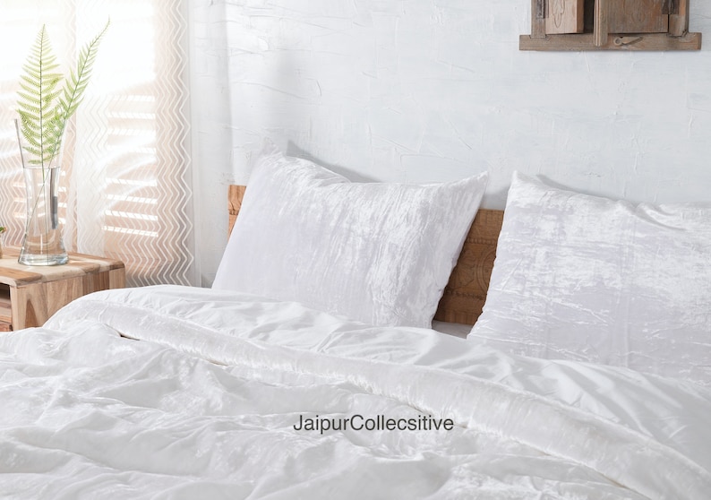 White Velvet Duvet Cover Comforter Cover Queenuo Bedding Etsy