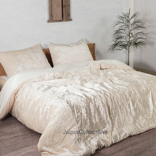 White Velvet Duvet Cover Comforter Cover Queenuo Bedding Etsy