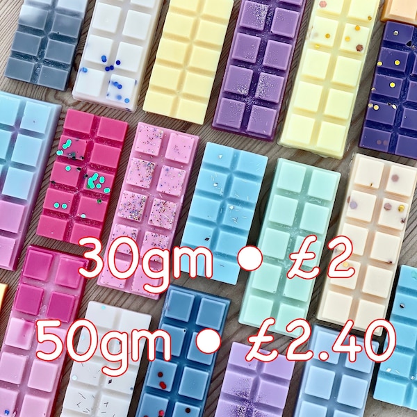 Wax Melts Snap Bars Soy Wax 30g or 50g Large Highly Scented For Oil Burner - Dupes, Inspired and Vegan