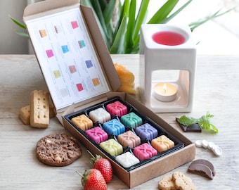 Sweet Treats Wax Melts Selection Box with Recipe Card Wax Melt Snap Bar 100% Natural soy wax tea light candle oil burner home fragrance gift