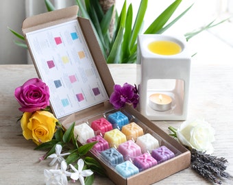 Floral Wax Melts Selection Box with Recipe Card Wax Melt Snap Bars 100% Natural soy wax tea light candle oil burner home fragrance gift