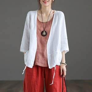 Linen Tops Blouses Linen Coat Summer Tops Casual Loose Top - Etsy