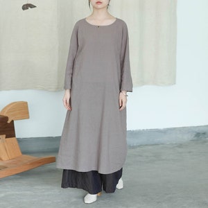 Linen Midi Dresses Long Sleeves Dress Casual Dress Loose - Etsy