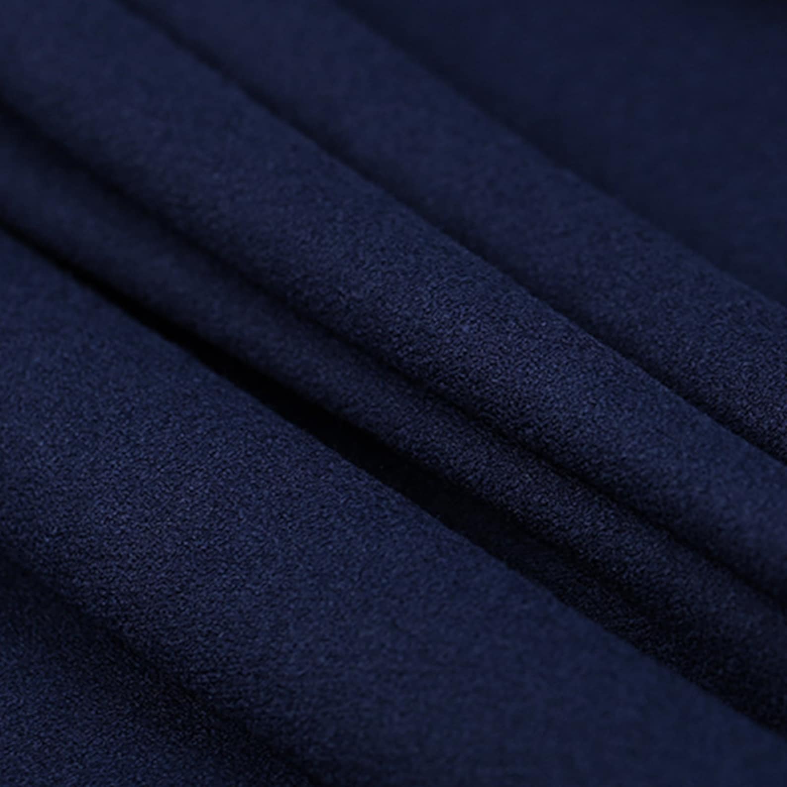 Navy blue Silk wool fabric Wool crepe solid color Fashion | Etsy