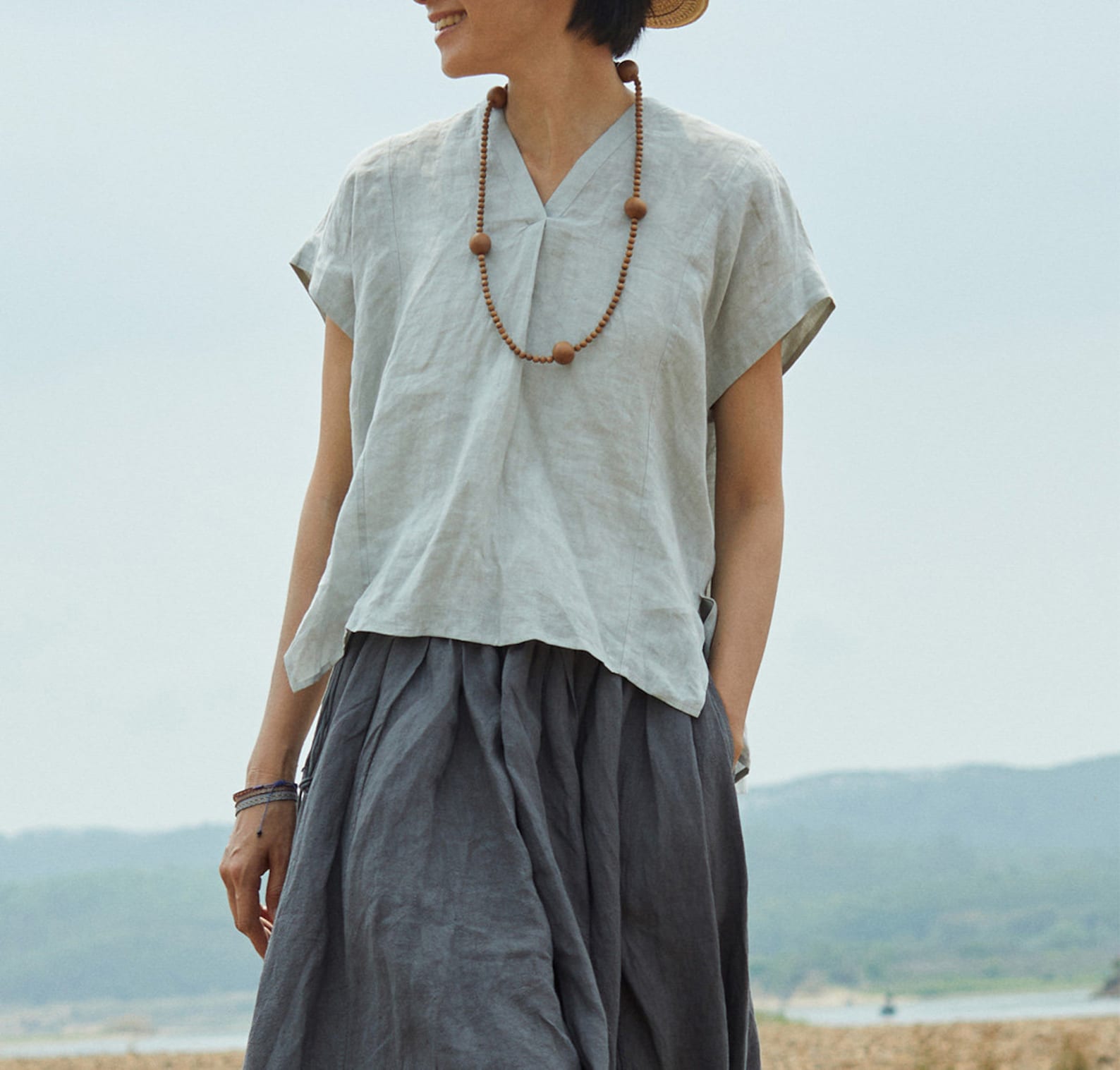Women Linen Cropped Tops Pure Linen Summer Tops With Sleeves Etsy