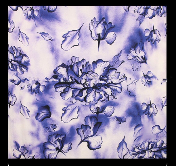 Sea Flower Stretch Silk Satin Fabric by the Yard Width 46 Inch - Etsy