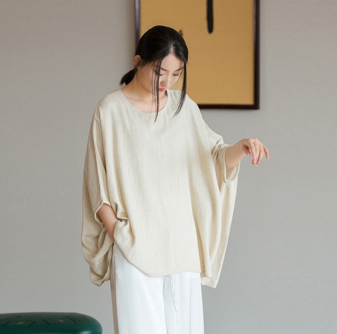 Women's Linen Tops Cotton Linen Shirt Loose Linen Blouses Etsy