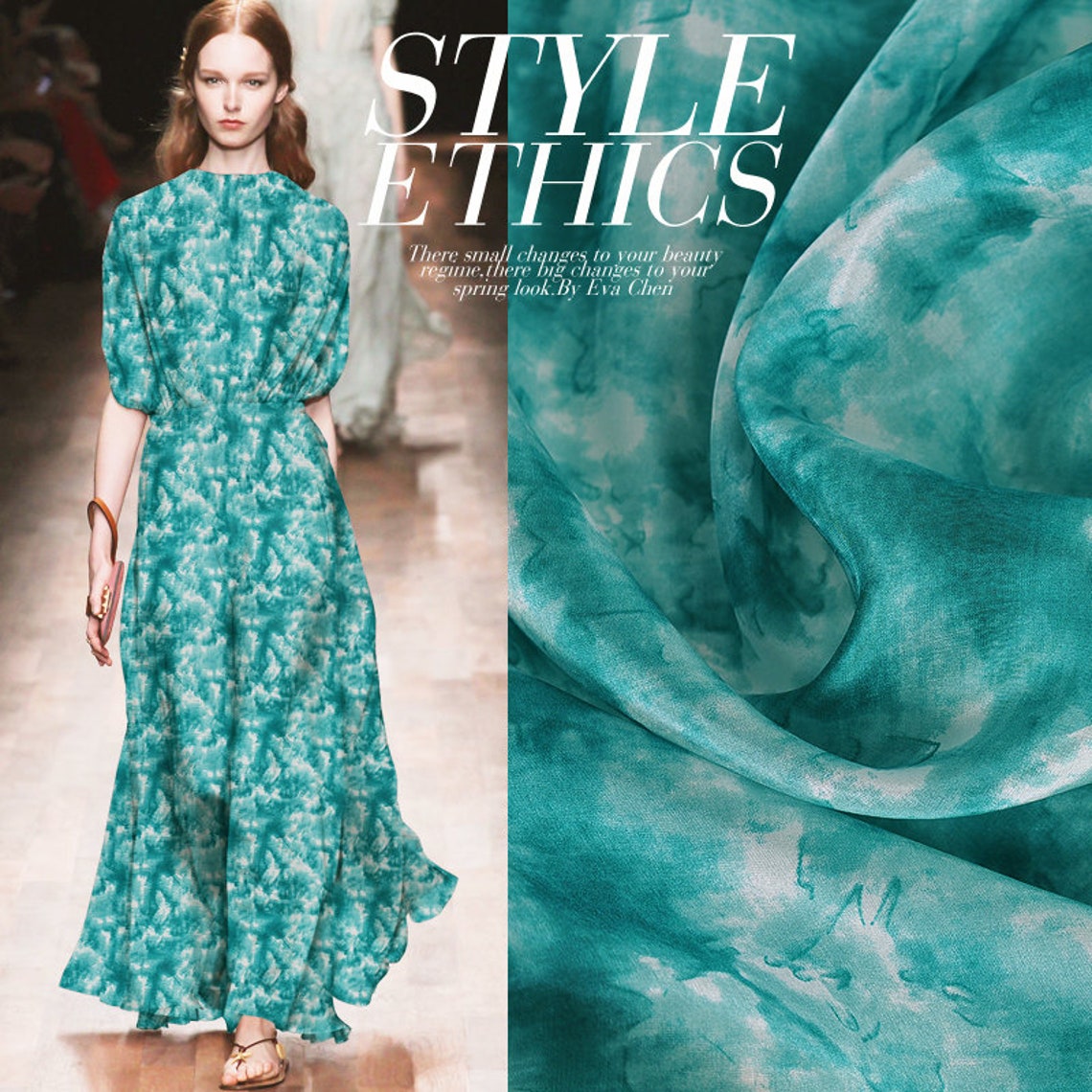 Pastel Green Silk Chiffon Fabric colorful silk fabric By The Etsy