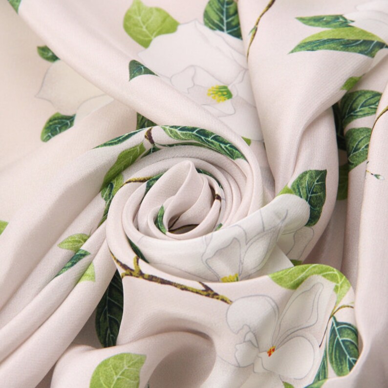 Gardenia Flower Stretch Silk Satin fabric by the Yard Width 46 Etsy