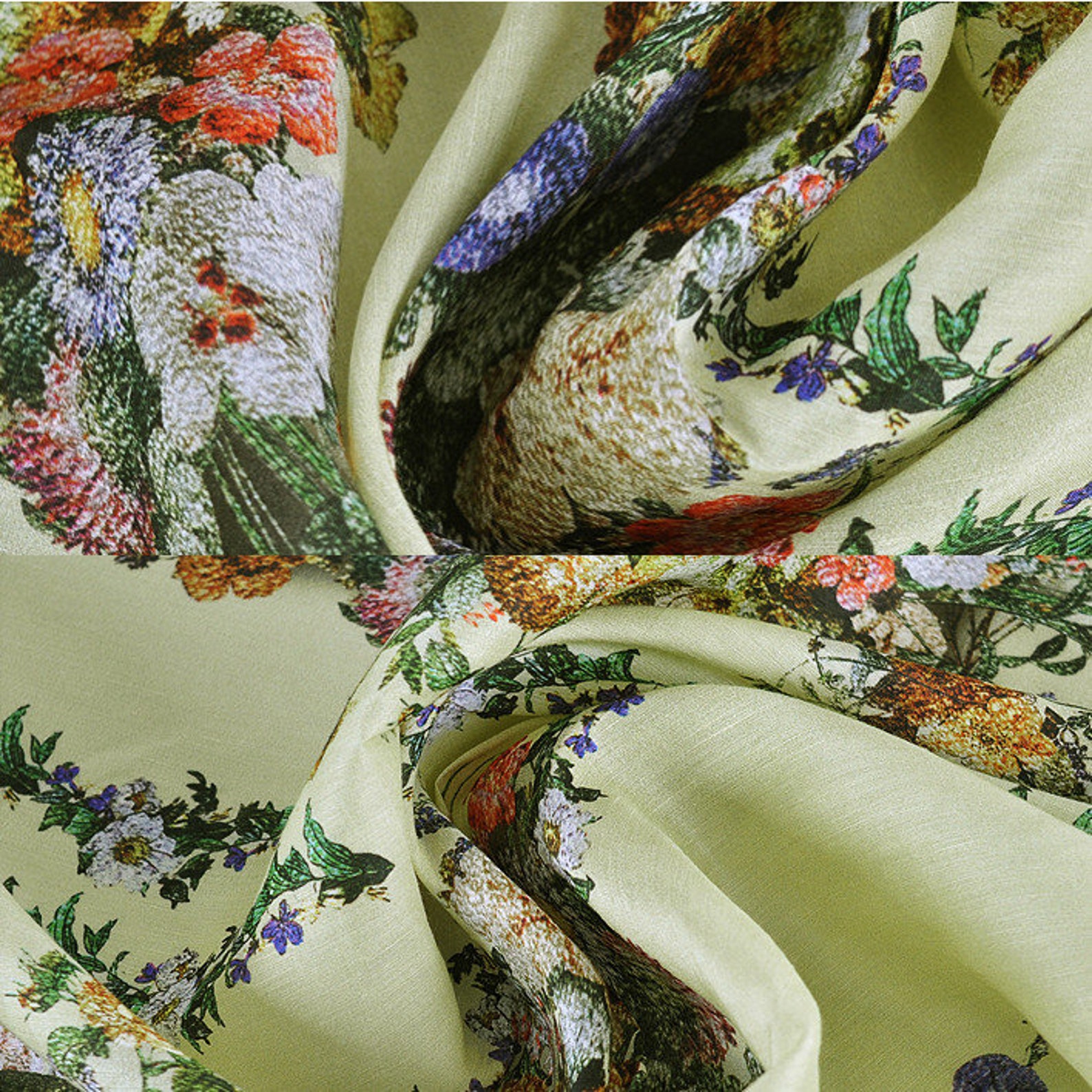 Sicilian Spring Silk linen fabric by the Yard Width 53 inch Etsy