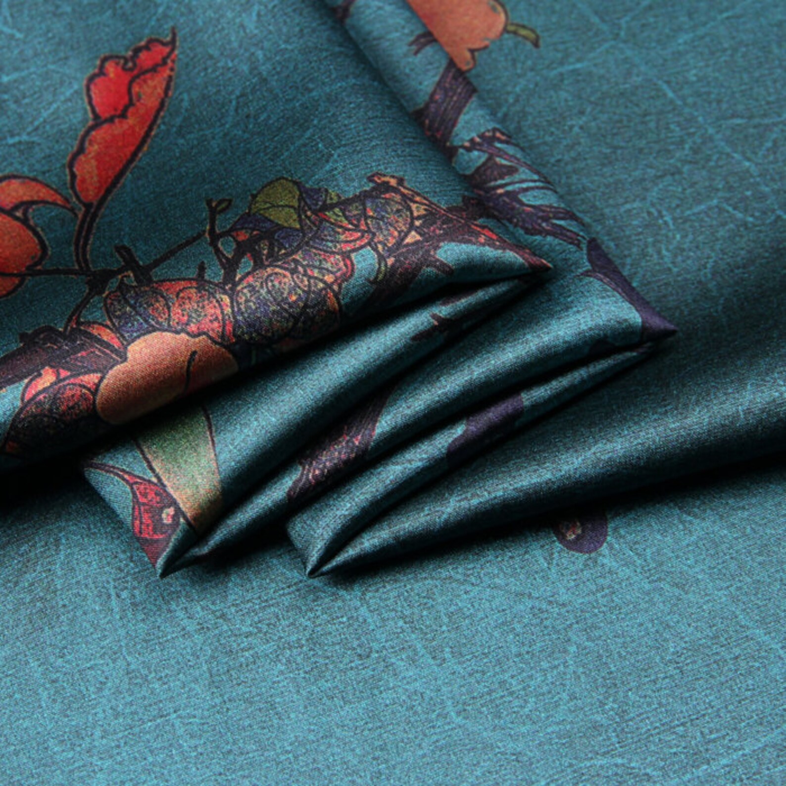 Tissu de satin de soie imprimé vert de lac par cour Largeur 46 Etsy