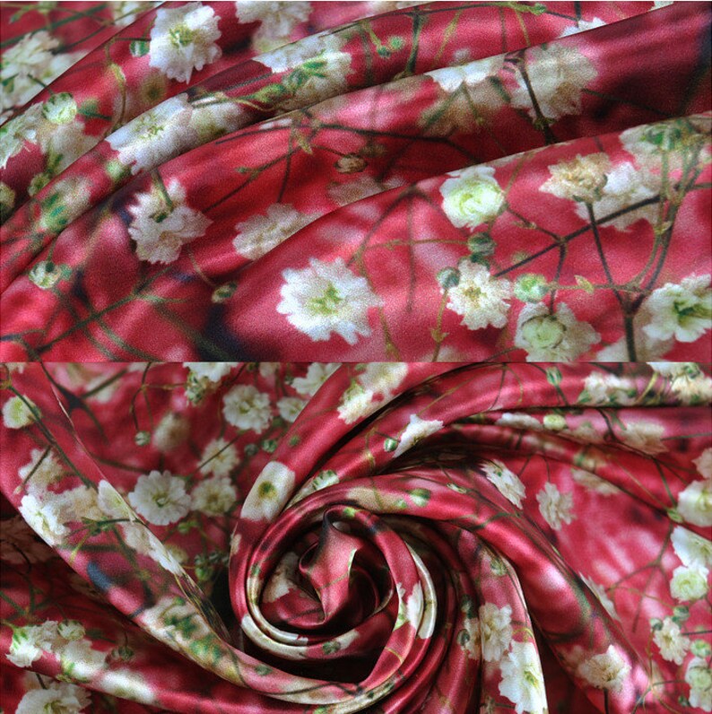 Plum Red Fabric Silk Wool Fabric By The Yard Width 53 inch Etsy