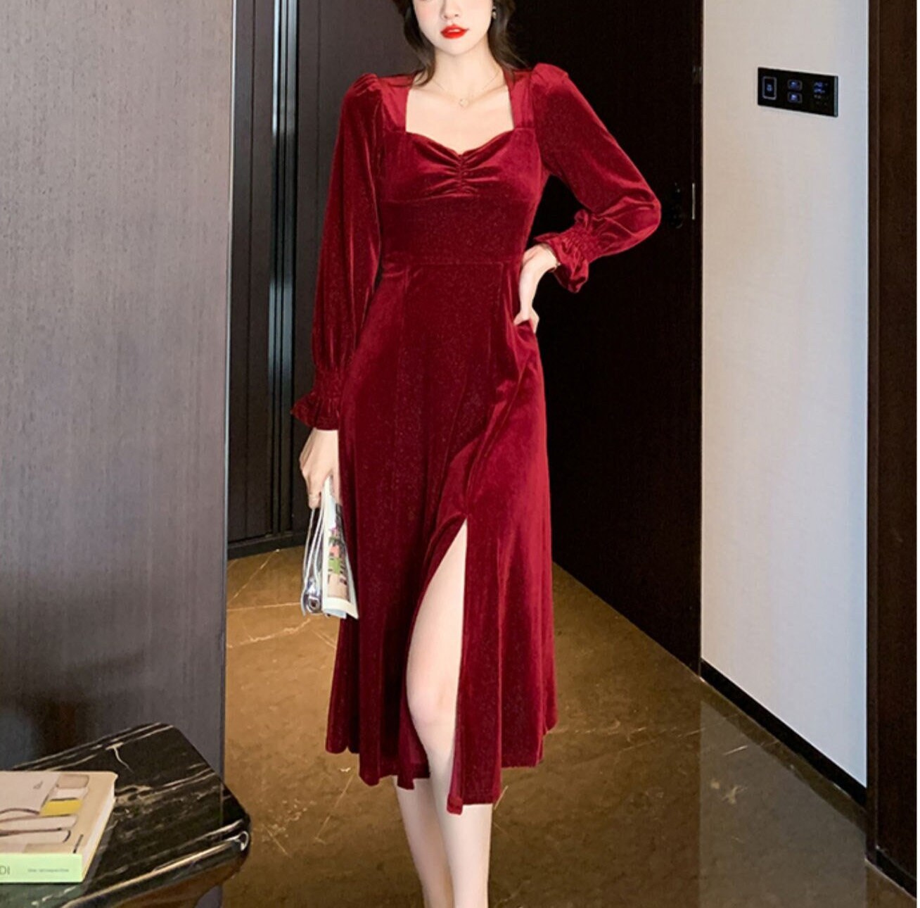 Red Velvet Dress - Etsy