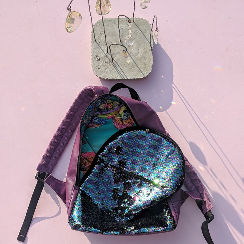 Girls backpack Hipster backpack Moveable Sequin Purple Backpack Reversible Sequin Multycolor Backpack Blue Backpack Women Backpack