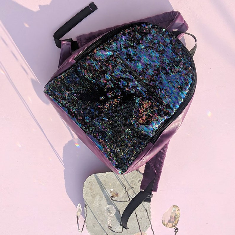 Girls backpack Hipster backpack Moveable Sequin Purple Backpack Reversible Sequin Multycolor Backpack Blue Backpack Women Backpack
