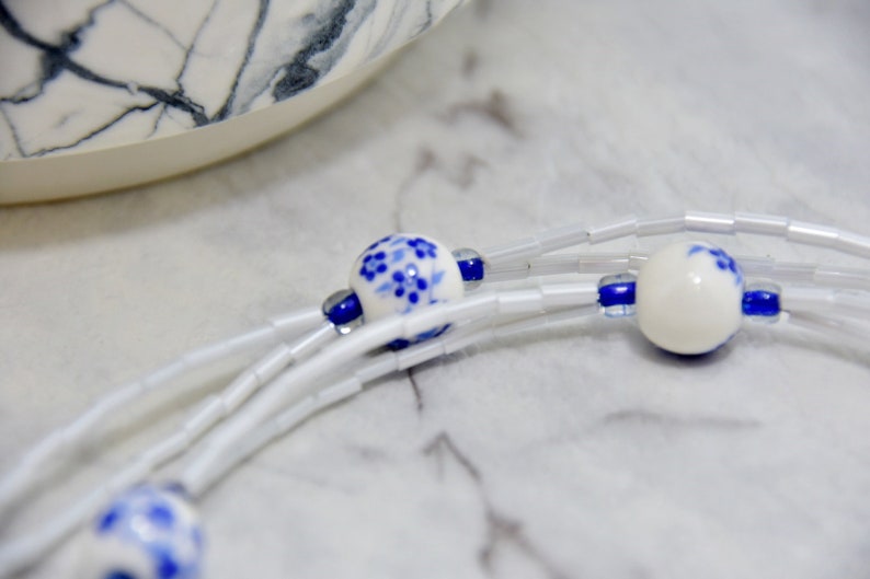 Blue Cherry Blossom Necklace and Earrings Jewellery Set