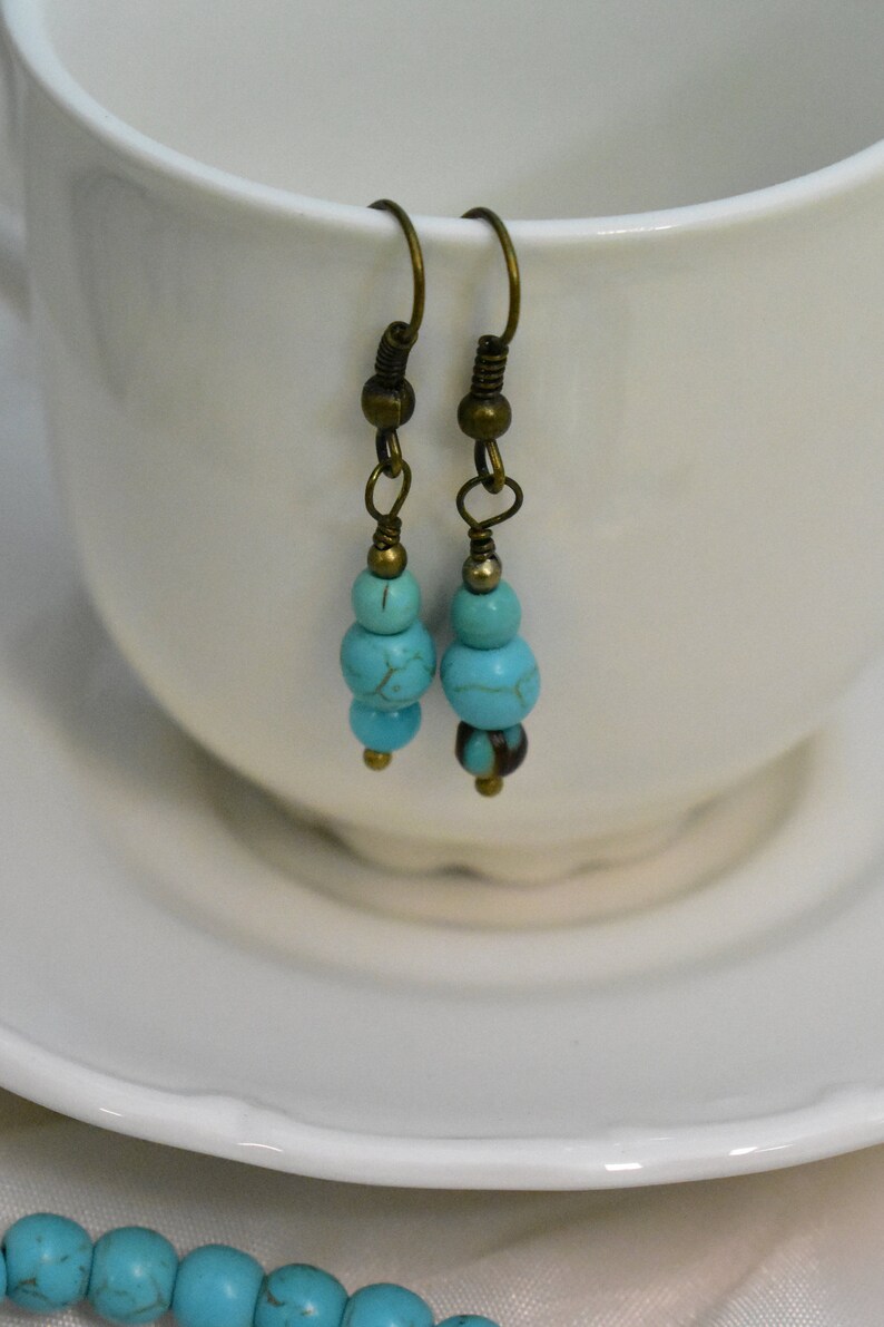 Gold Copper Stone Necklace /& Earring Set Turquoise