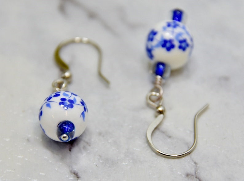 Blue Cherry Blossom Necklace and Earrings Jewellery Set