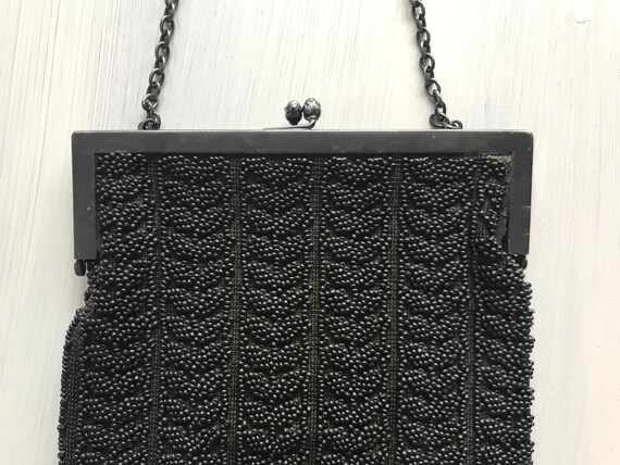 Vintage Black Beaded Purse - image 4