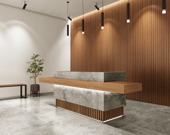 Custom Modern Minimalist Concrete Reception Desk Custom | Etsy