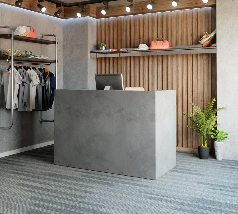 Custom Modern Minimalist Concrete Reception Desk Custom | Etsy