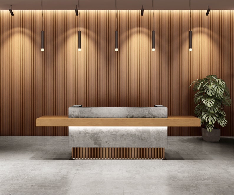 Custom Modern Minimalist Concrete Reception Desk Custom - Etsy